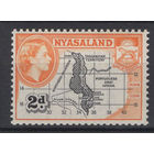 Ньясаленд / Nyasaland 1953 ** 2d, Карта, Герб, марка из серии