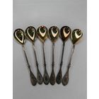 Кофейная ложка СССР. Мельхиор с позолотой. 6 шт. С рубля