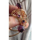 Чешская брошь ажурная с кабошенами