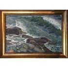 Крохалев П.С (Крохолев) Море и камни,1971 г. К/М. 34х50 см; с рамой - 43х59 см.