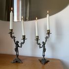 Подсвечники-статуэтки на две свечи, пара. Италия. 3780