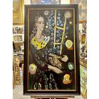 Кищенко А.М;Нар.худ;140/80см;1981г;х/м;"Девушка с цветами", 1981г. Холст, масло. Размер 140х80 см.