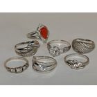 Кольцо серебро 925 пр. Размер 16-18 мм. Одним лотом 7 шт. С рубля.