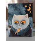 Картина на холсте акрилом "Зiмовы кот"