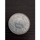 2 франка,  1940 год,  Швейцария, Серебро. 835 пр.