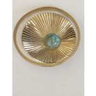 Брошь винтажная. Позолота. Брашировка. Вставка пекинского стекла. 5,5х5,3 см.