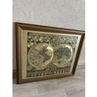 Картина репродукция карта мира 17 века Peter Schenk the elder 1645-1715 Рамка 60 на 50 см