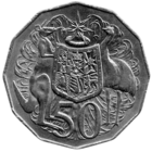 СОДРУЖЕСТВО АВСТРАЛИИ. 50 ЦЕНТОВ. 2-й тип портрета. СТРАУС, КЕНГУРУ. Погодовка. Цена за одну монету.