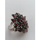 Кольцо серебро 925 пробы, гранаты, шикарная работа, массивное, торги с Рубля