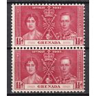 80.BrKS. Великобритания. Колонии.  Гренада. Коронация Георга VI и Елизаветы. 1937 г. 1 1/2P. Mi.#121. Пара. MNH.