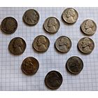 США монеты 5 центов сборный лот 12 монет 1901 1935 1939 1940 1941 1947 1958 1991 1994 2005