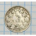 С 1 РУБЛЯ! МОНЕТА 1/2 МАРКИ СЕРЕБРО 1915 ГОДА