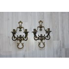 Латунные, настенные подсвечники, на две свечи, 2 шт.