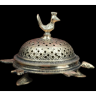 Шикарная Шкатулочка Поднос с крышкой Конфетница Черепаха с птичкой Бронза Индия