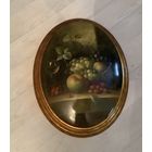 Картина Натюрморт Масло под лаком овал Германия винтаж Цена снижена