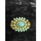 Винтажная наборная брошь Чехословакия "голубой жемчуг", нюансы на фото