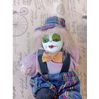 Клоун винтажный. Арлекин. Европа. Клоун мягконабивной с фарфоровым лицом