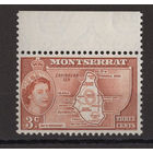 Монтсеррат / Montserrat 1953** 3c, Карта острова (Mi#132)