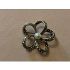 Брошь антикварная Бантик Серебро жемчуг Германия