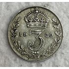 Монета Великобритания 3 пенса 1920 год. Георг V. Серебро