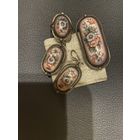 Финифть винтаж СССР комплект брошь, кольцо, серьги