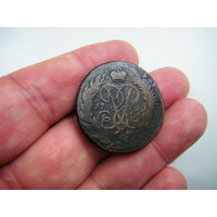 2 копейки 1759г. Перечекан с ОЧЕНЬ РЕДКОЙ!!! копейки1757г. Орёл в облаках. Сетчатый гурт.