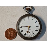 Швейцарские серебряные карманные   часы , на ходу