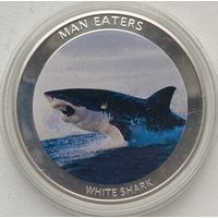 Уганда 100 шиллингов 2010 г. Животные-людоеды. Белая акула