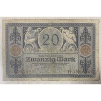 Банкнота 20 марок 1915 год. Германская империя. С рубля без МЦ.
