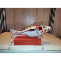 Фигурка "Рыба" из цветного стекла, времён СССР,  длина 27 см., без сколов и трещин.