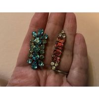 Брошь Планка Розовое и Голубое стекло Чехия 50-е