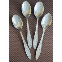 Ложки десертные "Пламя", мельхиор, 4 шт. одним лотом.