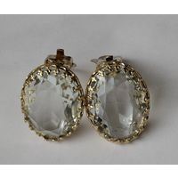 Серьги с крупным кристаллом. Клипсы. Леденец