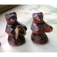 Статуэтки Мишки музыканты. Резьба по дереву