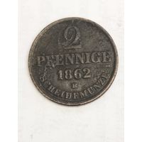 Королевство Ганновер 2 пфенинга 1862