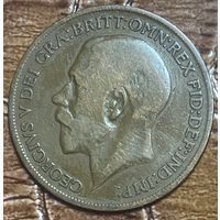 Монета 1 пенни 1921 год. Великобритания. Король Георг V.