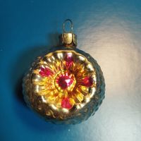 Елочная новогодняя игрушка СССР Фонарик рельефный (гдр)