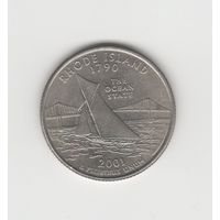 Квотер (25 центов) США "Штат Род-Айленд" 2001 Р Лот 0583