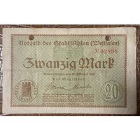 Банкнота 20 марок 1918 год. Ален. Веймарская республика.