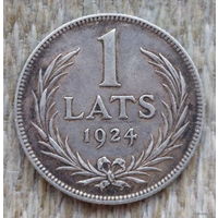 Латвия 1 лат 1924 года. Герб Латвии. Серебро. Предложи свою цену или обмен!