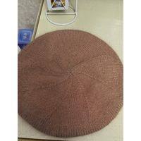 Вязанная шапка-берет из пуха норки