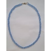 Бусы. Голубое стекло. Аквамариновое ожерелье. Длина 43.6 см