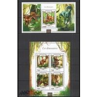 НИГЕР  2015 СЕРИЯ Блоков динозавры рептилии   фауна  MNH