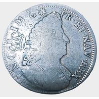 Экю 1698, Людовик 14 "Король-Солнце", перечекан, с рубля
