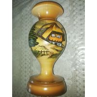 Деревянная ваза 16 см. Ручная работа: роспись, резьба.