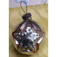 ЕЛОЧНАЯ ИГРУШКА ШАР ЗВЕЗДА АГИТАЦИЯ СТЕКЛО СССР