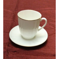 Кофейная пара из костяного  фарфора, ЛФЗ