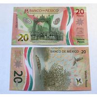Мексика, 20 песо 2022 г, P-W132 2-2023(3) (DJ, полимер, памятная - 200 лет независимости), UNC