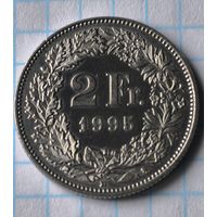 ШВЕЙЦАРИЯ  2 ФРАНКА 1995 ГОД