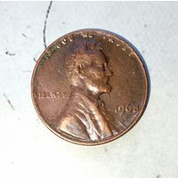 1 цент 1968(D) года США. Очень красивая монета! Шикарная родная патина! Единственная на аукционе!